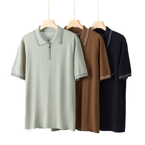 Camicia a girocollo Color block da <span class=keywords><strong>uomo</strong></span> in lana Merino 1/4 <span class=keywords><strong>maglia</strong></span> a maniche corte con chiusura a Zip in 100% - Product Image 5