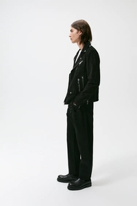 Men's High Quality Multi Zippers <strong>Black</strong> Adjustable Waist With Belt <strong>Suede</strong> Biker <strong>Jacket</strong> With Snap Button Winter Men's <strong>Jacket</strong> - Product Image 6