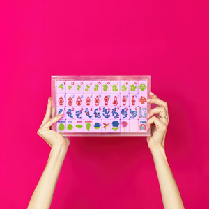 Jeu de tuiles de mahjong de luxe en acrylique, violet et rose, avec pieds pliants en métal, automatique, pour 4 joueurs, jeu pour enfants - Product Image 4