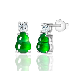 S925 silver inlaid natural A-grade jadeite <b>emerald</b> green ice type jade pendant <b>stud</b> earrings for women, fashionable jewelry - Product Image 2