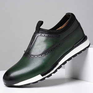 Chaussures en cuir décontractées pour hommes, fabriquées à la main, tendance, antidérapantes et respirantes, style classique, vente en gros - Product Image 5