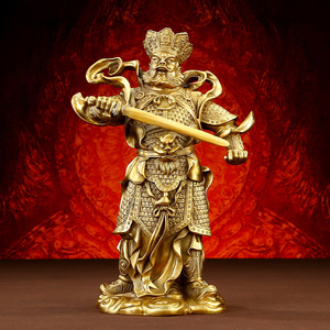 Figura de Latón de los Cuatro Reyes Celestiales, Adorno Hecho a Mano de 8 Pulgadas, Rey Celestial del Norte, Decoración de Año Nuevo Chino - Product Image 2