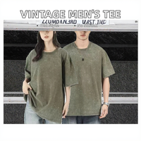T-shirt tricoté unisexe surdimensionné vintage délavé à l'acide, en coton slub 100%, avec imprimé graphique vieilli et design déchiré, vente en gros personnalisée