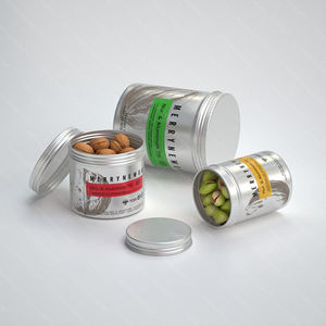 Conteneur en aluminium recyclable pour noix - Emballage métallique de qualité alimentaire pour noix de cajou et amandes (logo personnalisable) - Product Image 1
