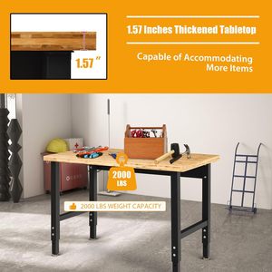 Banc de travail réglable robuste pour garage, en acier et bois, facile à assembler pour le bureau - Product Image 5