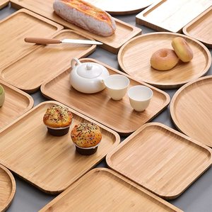 竹サービングトレイプレート朝食皿木製フードトレイホームレストラン竹スナックプレート - Product Image 5
