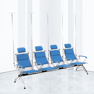 Silla de Espera Multipersonal con Soporte para Suero, Asiento Acolchado de Acero, para Hospitales y Clínicas - Product Image 1