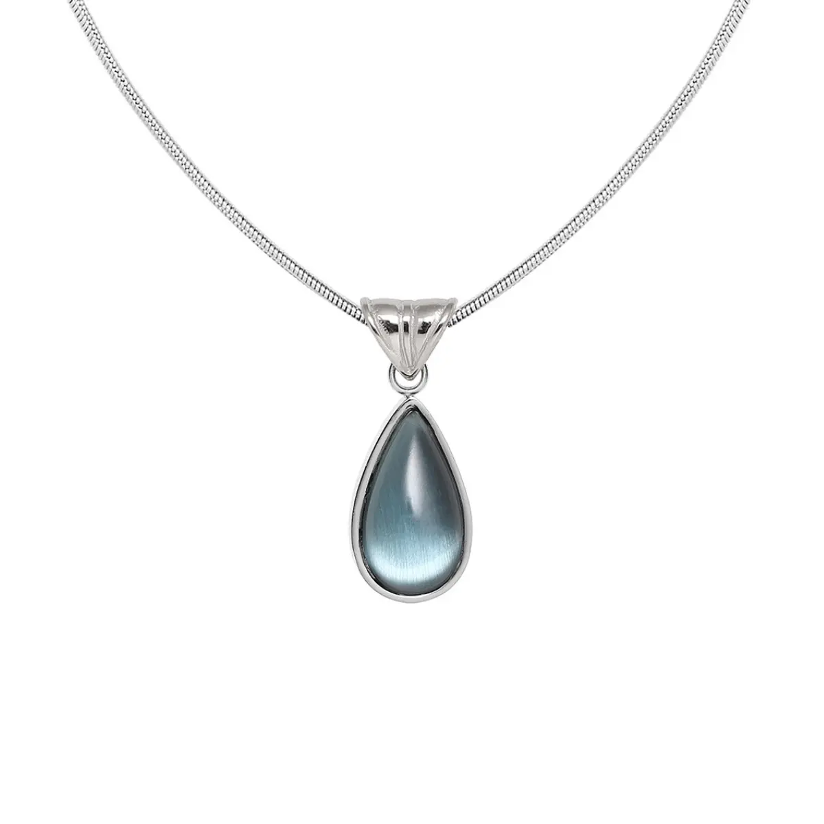 Vintage Blue Ocean Water Drop Pendant Necklace Stainless Steel Green Gemstone Teardrop Necklace Women Jewelry Wholesale