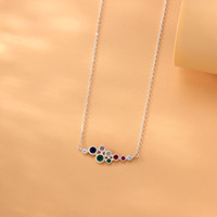Mode 925 argent Sterling plaqué rhodium femmes pendentif collier coloré cubique zircone femmes bijoux accessoires en gros