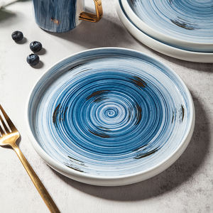 <span class=keywords><strong>Vaisselle</strong></span> pour enfants En Porcelaine Italienne Ciel Motif or Blanc Moderne Restaurant 2021 Offre Spéciale Fantaisie Nouveau Bol Bleu Ensemble de <span class=keywords><strong>Vaisselle</strong></span> - Product Image 4