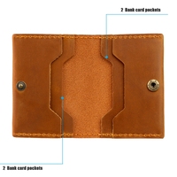 Portefeuille fin minimaliste personnalisé de luxe avec logo, porte-cartes de poche, portefeuille en cuir véritable fait main pour hommes