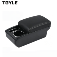 Boîte de rangement multifonctionnelle pour accoudoir de voiture, style avec emplacement pour téléphone et porte-gobelet, organisateur de console centrale avec revêtement en cuir PU