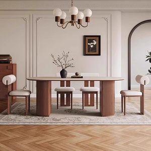 Oval Solid Wood Dining <b>Table</b> Bentwood Structure Stable For Dining Room - Product Image 1