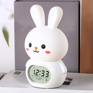 <span class=keywords><strong>Réveil</strong></span> numérique mignon en forme de lapin avec veilleuse tactile, température, minuterie, fonction snooze, lampe en silicone pour chambre d'enfant, adolescents, garçons et filles - Product Image 2