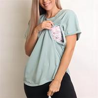 Ropa de maternidad personalizada para mujer Camiseta de embarazo de doble capa Tops de lactancia para camisas de lactancia