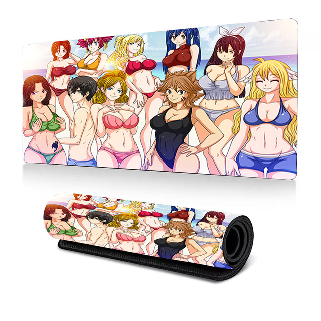 XXL Custom Anime Girl Gaming Mouse Pad Bulk Logo Printing Non-Slip Rubber Base Large Desk Mat with Stitched Edges Cloth Surface