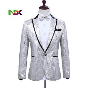 سترة رجالية بزر واحد مزينة بالترتر موديل 2022 الجديد للنوادي الليلية والحفلات الرسمية وحفلات الزفاف وملابس المغنين (تشمل ربطة العنق) - Product Image 1