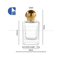 Flacon de parfum de luxe vide 50 ml, carré, à fond épais, en verre, avec rainure pour étiquette