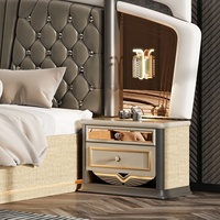 Ensemble de chambre à coucher de luxe de style turc en bois, lit double capitonné, cadre en bois moderne, ensemble complet de meubles de chambre à coucher