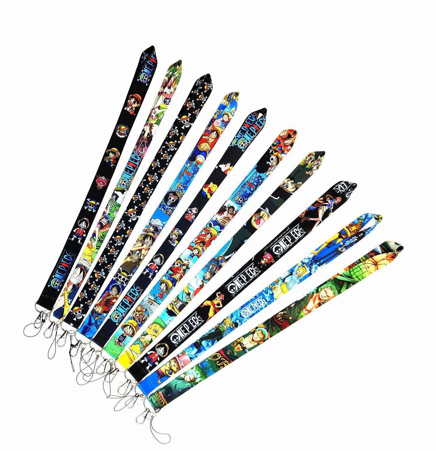 New Style Cool Cartoon One Pieces Lanyard Anti-Lost Neck Strap Satin Card Holder Phone Case Lanyard Accessories Wholesale Custom