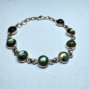 Pulsera Ajustable de Plata de Ley 925 con Piedras Preciosas, Cadena y Eslabones, Joyería Hecha a Mano, Regalos Elegantes para Mujer, Gemas Gigli Rigli - Product Image 1