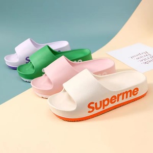 Superme – pantoufles à semelle épaisse pour femmes, sandales plates antidérapantes en EVA, pour la maison et l'extérieur, blanc, vert, beige, noir, rose, violet, 35-40 - Product Image 2