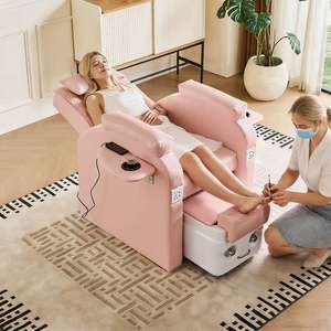 เก้าอี้นวดทำเล็บสีชมพูสุดหรู เก้าอี้นวดเท้าไฟฟ้าสำหรับร้านทำเล็บ สปาเท้า เก้าอี้ทำเล็บสไตล์โมเดิร์นสำหรับร้านเสริมสวยและร้านทำเล็บ - Product Image 3