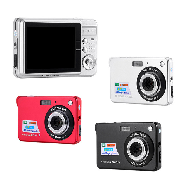 Digital Video Camera with Beauty Kids Digital Camera 48MP Cute Toy Design Portable 2.7" IPS Screen 8X Zoom
