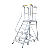 Plate-forme d'escalier de sécurité mobile à 3 marches Plate-forme d'échelle en aluminium avec système de roulettes rétractables