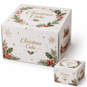 Caja de Embalaje de Cartón Impresa Offset Personalizada SBS de 18pt con Bajo MOQ para Pastel de Navidad, Caja de Cartón Blanca - Product Image 1