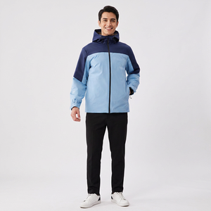 Hot Selling Winter Two Tone Design Thickened Warm Fabric <b>Jacket</b> With Hood Zipper Pocket Windbreaker <b>Jacket</b> Men - Product Image 1