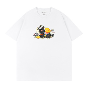 T-shirt en coton imprimé noir et blanc pour hommes, taille L, décontracté, à manches courtes, respirant, en jersey, pour l'été - Product Image 3