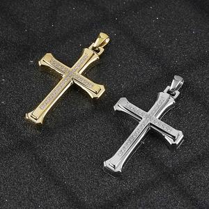 Pendentif Croix Jésus Hip-Hop en Acier avec Diamant Moissanite Rond Taillé, Bijou Fin le Plus Vendu pour Hommes et Femmes - Product Image 1