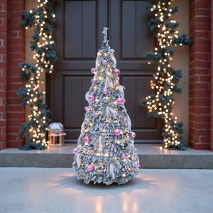 Árbol de Navidad Plegable Telescópico de PVC Verde de 180 cm con <span class=keywords><strong>200</strong></span> Luces LED, 8 Funciones, Cinta Decorativa Blanca Cálida y Fácil de Usar - Product Image 3