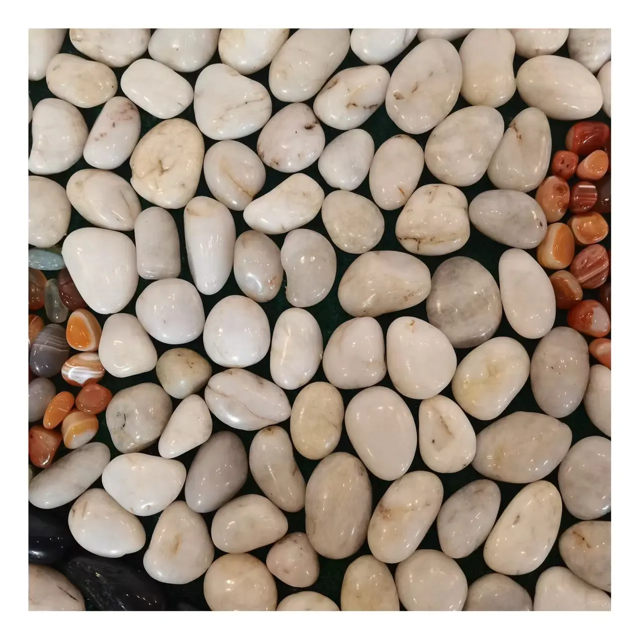 Grade 2- 3cm polished white river pebbles