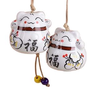 Ornements suspendus mignons pour <span class=keywords><strong>voiture</strong></span>, chat porte-bonheur en céramique, carillon éolien, chat japonais <span class=keywords><strong>Maneki</strong></span> <span class=keywords><strong>Neko</strong></span>, décoration murale pour <span class=keywords><strong>voiture</strong></span>, décoration intérieure miniature - Product Image 1