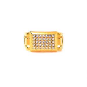 <b>24K</b> Solid <b>Gold</b> Mens Cocktail <b>Ring</b> Pave Diamond Rectangular Luxury Jewelry Engagement Wedding Anniversary Gift Golden Oak Oak43 - Product Image 2