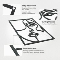 Putuo Decor Tableau Mural 3D en Bois Noir, Art de Lignes, Décoration Minimaliste pour Chambre et Salon