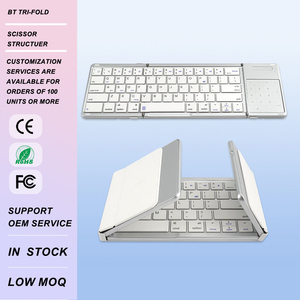 Teclado Inalámbrico Bluetooth de 64 Teclas, Plegable en Tres Partes, con Panel Táctil, de Aluminio, Recargable, Ultra Delgado y Portátil para Computadora B077t - Product Image 1