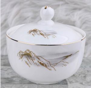 Juego de Vajilla de Porcelana China con Diseño de Montaña Dorada Oriental, Juego Completo para Mesa de Hotel, Platos, Tazones, Olla para Sopa, Taza - Product Image 1