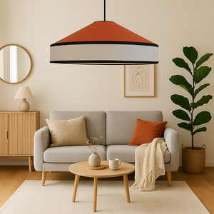 Luce pendente marrone arrugginito di lino di venezia, paralume fatto a mano. - Product Image 5