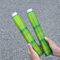 Bouteille en plastique PET de qualité alimentaire en forme de joint de bambou, bouteille cylindrique haute vide pour l'emballage de jus de fruits et de boissons froides