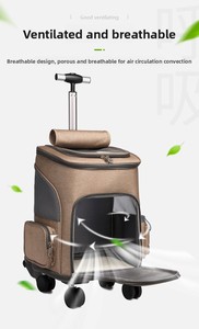<span class=keywords><strong>Sac</strong></span> à <span class=keywords><strong>dos</strong></span> écologique en polyester <span class=keywords><strong>pour</strong></span> animaux de compagnie de luxe approuvé par les compagnies <span class=keywords><strong>a</strong></span>ériennes Poussettes à roues rétractables Poignée Mesh Zipper Dogs/Cats - Product Image 2