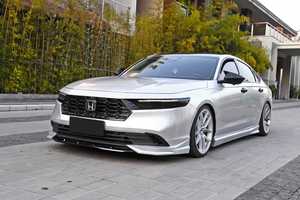 ชุดแต่งรอบคัน Honda Accord <span class=keywords><strong>รุ่น</strong></span>ที่ 11 ปี 2023-2025 สไตล์ DC (วัสดุ PP) - ลิ้นหน้า, สเกิร์ตข้าง, ดิฟฟิวเซอร์หลัง และสปอยเลอร์ - สีดำเงา - Product Image 4