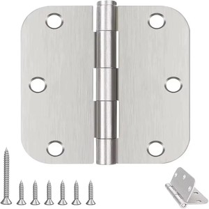 Charnières de porte robustes en acier inoxydable de 3,5 pouces avec roulement à billes - Axe non amovible, coins arrondis pour portes intérieures et extérieures - Product Image 1