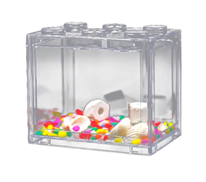 Mini <b>Acrylic</b> Square Fish Tank with Light Small Plastic Tank for Betta Turtle Goldfish for Office Landscaping Outdoor Spaces - Product Image 1