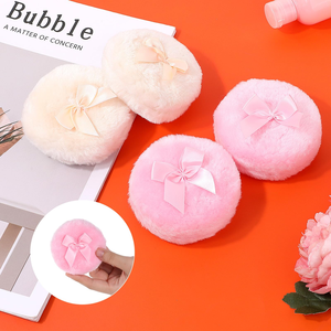 Éponge à maquillage ronde en velours long et doux pour la peau, lavable, pour usage domestique - Product Image 4