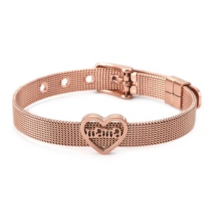 Mother Day Gift Stainless Steel <b>Mama</b> Bangle Custom Gold Plated Mesh <b>Bracelet</b> - Product Image 5