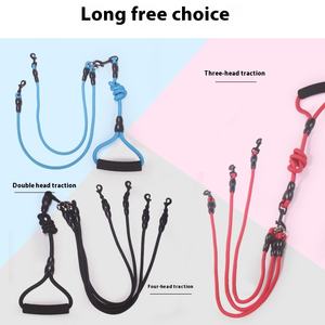 Guinzaglio per cani in Nylon resistente con manico imbottito senza groviglio girevole staccabile per due o tre animali domestici modello solido - Product Image 3