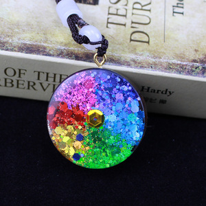 Pendentif en résine époxy œil d'Horus, collier à breloque géométrique en alliage de zinc, bijoux cadeau - Product Image 3